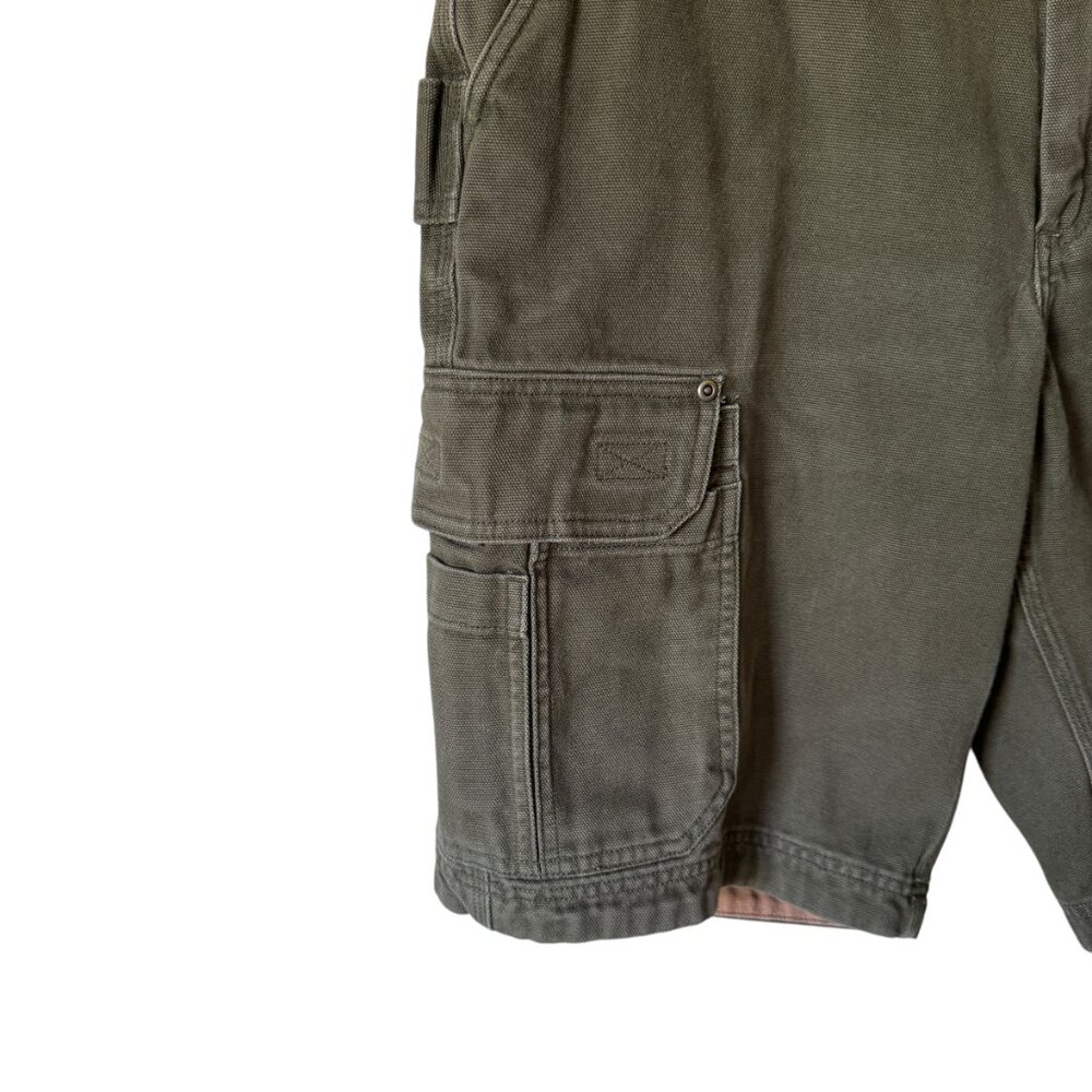 Duluth Trading Co Sz 36 Cargo Carpenter Shorts Utility Heavyweight Pockets Green - Picture 9 of 15